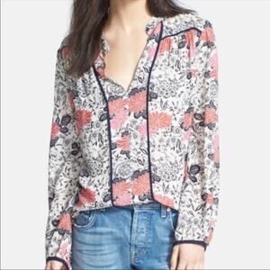 PORRIDGE ANTHROPOLOGIE Top Womens Size XS Floral Boho Peasant Pleated